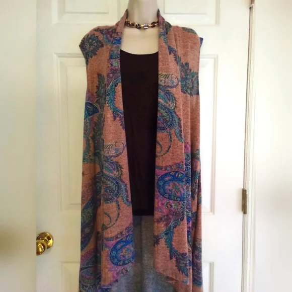Beautiful sleeveless paisley duster, Sz.L, never worn! - Picture 4 of 5